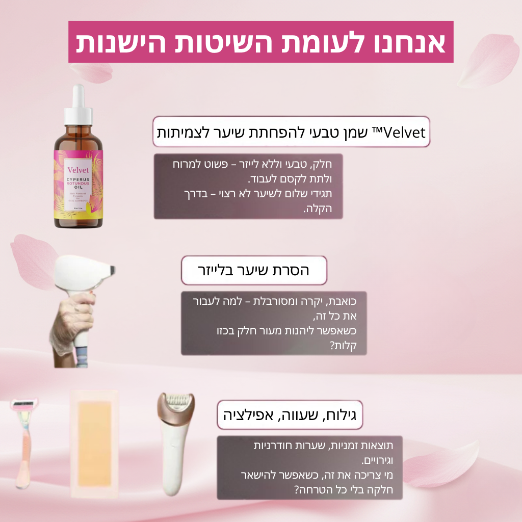 Velvet™ שמן טבעי להפחתת שיער לצמיתות